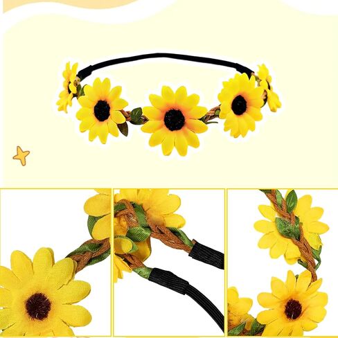 6 Pcs Hippie Accessories for Women, 60s 70s Accessories Women with 2 Peace Sign Necklace + 2 Daisy Flower Headbands + 2 Hippie Sunglasses, Hippie Costume for Carnival Vintage Party Multi in Kuwait