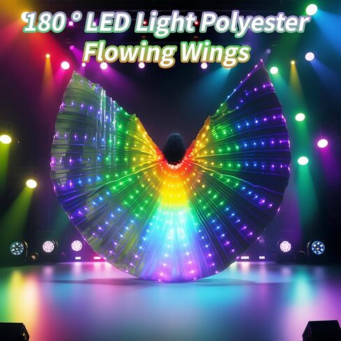 Carreuty LED Light UP Dance Wings Light Up Fairy Wings for Kids and Women, Glow Costume with Telescopic Rods, 360° 150inch Performance Wings for Halloween Cosplay Festival Rave Stage Dance in Kuwait