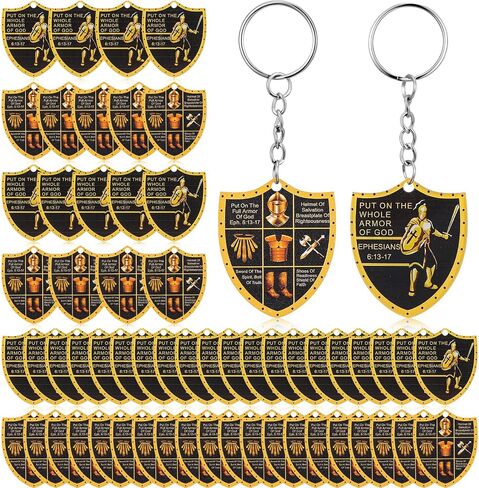 60 PCS Put on The Whole Armor of God Keychains, Christian Bulk Keychain Set, Inspirational Acrylic Religious Gifts for Men Women, Black and Gold Faith Accessories for Church Events, Father’s Day in Saudi Arabia