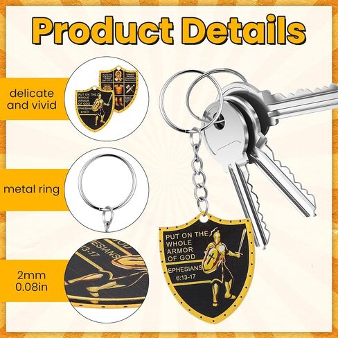 60 PCS Put on The Whole Armor of God Keychains, Christian Bulk Keychain Set, Inspirational Acrylic Religious Gifts for Men Women, Black and Gold Faith Accessories for Church Events, Father’s Day in Saudi Arabia