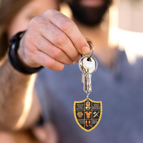 60 PCS Put on The Whole Armor of God Keychains, Christian Bulk Keychain Set, Inspirational Acrylic Religious Gifts for Men Women, Black and Gold Faith Accessories for Church Events, Father’s Day in Saudi Arabia
