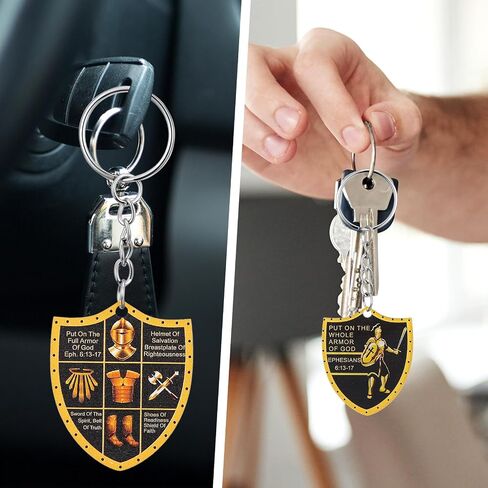 60 PCS Put on The Whole Armor of God Keychains, Christian Bulk Keychain Set, Inspirational Acrylic Religious Gifts for Men Women, Black and Gold Faith Accessories for Church Events, Father’s Day in Saudi Arabia