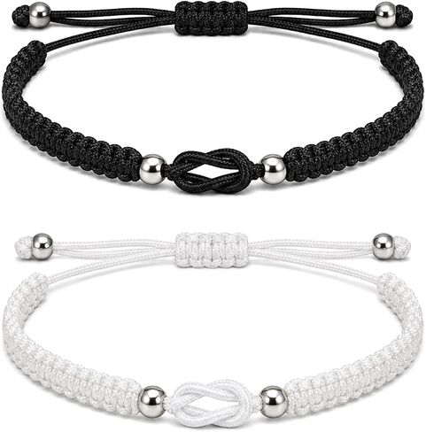 Matching Bracelets For Couple Anniversary | Long Distance Relationship Bracelets for Girlfriend Boyfriend Cross Knot, Forever Knot Friendship Bracelets for Him and Her in Kuwait