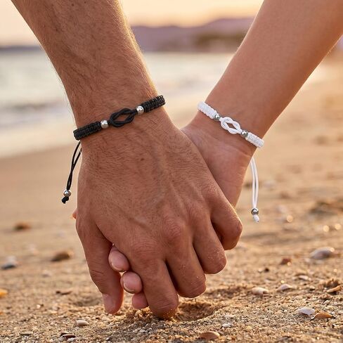 Matching Bracelets For Couple Anniversary | Long Distance Relationship Bracelets for Girlfriend Boyfriend Cross Knot, Forever Knot Friendship Bracelets for Him and Her in Kuwait