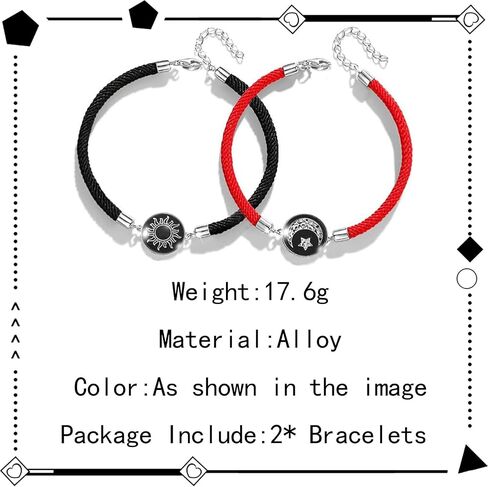 GAUEIOUR Sun Moon Couple Bracelets, Matching Braided Rope Love Jewelry for Couples, Adjustable Distance Relationship Matching His Hers Alloy Valentines Day Jewelry Gift Wrist Bracelet Set in Kuwait