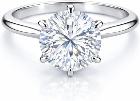 Moissanite Ring for Women, 1.8 ct Round Cut Lab Grown Moissanite Solitaire Ring, Rhodium Plated 925 Sterling Silver, Promise Engagement Ring Fine Jewelry Gift for Her in Saudi Arabia