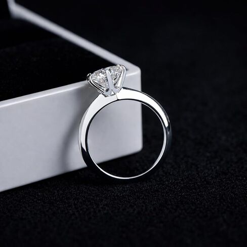 Moissanite Ring for Women, 1.8 ct Round Cut Lab Grown Moissanite Solitaire Ring, Rhodium Plated 925 Sterling Silver, Promise Engagement Ring Fine Jewelry Gift for Her in Saudi Arabia