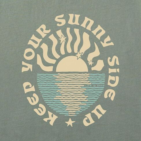 تي شيرت نسائي من Life is Good بأكمام طويلة مطبوع عليه Keep Your Sunny Side Up Sun and Water in Kuwait