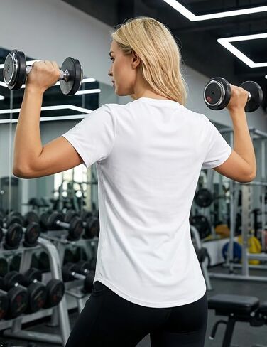 LETSEE Workout Short Sleeve Tops for Women Side Slit Hem Tee Crew Neck T-Shirt Lightweight Everyday Basic Top in Kuwait