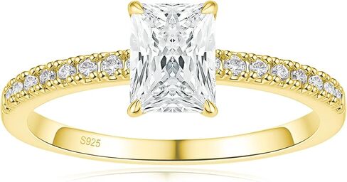 TenKa 1/2/3/4CT 925 Sterling Silver Engagement Rings for Women, Radiant Cut Solitaire Cubic Zirconia CZ Wedding Bands, Travel Promise Rings for Her Size 4-11 in Kuwait