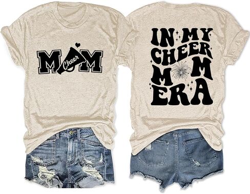 Cheer Mom Shirts for Women Funny Sports Mama Tee Tops Love Mama Shirt-in My Cheer Mom Era T-Shirts Gift Game Day in Kuwait