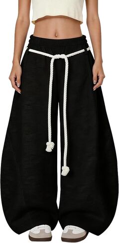 Bakyarder Women's Baggy Barrel Sweatpants Oversized Wide Leg Y2K Streetwear with Rope Drawstring and Pockets in Saudi Arabia