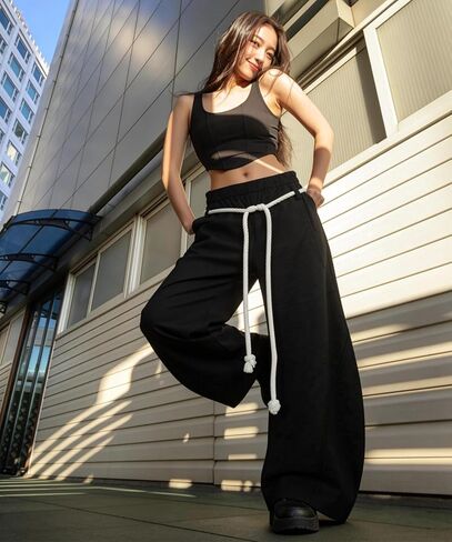 Bakyarder Women's Baggy Barrel Sweatpants Oversized Wide Leg Y2K Streetwear with Rope Drawstring and Pockets in Saudi Arabia