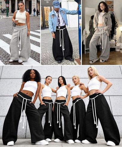 Bakyarder Women's Baggy Barrel Sweatpants Oversized Wide Leg Y2K Streetwear with Rope Drawstring and Pockets in Saudi Arabia
