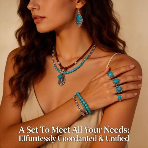 INSYOHO Mystery Jewelry Jar - Western Turquoise Jewelry Mystery Box for Women, Unique Boho Mixed Necklace Earrings Rings Bracelets Set, Anniversary Birthday Friendship Gift for Her in Saudi Arabia
