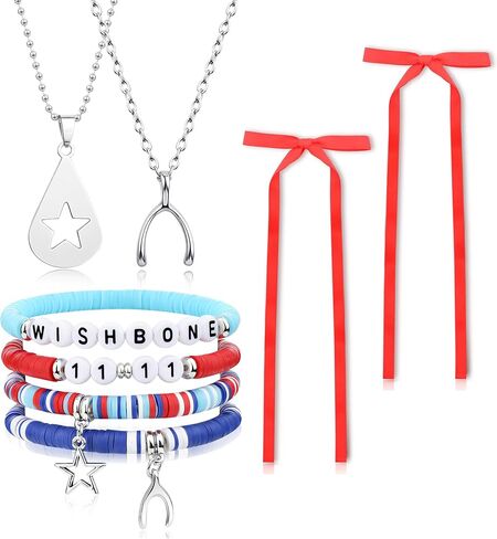 YELLOWPEACH Wishbone Star Neckalce Bracelets Set Tour Merch Bow Hair Clip for Fans Gift in Saudi Arabia