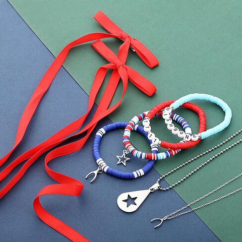 YELLOWPEACH Wishbone Star Neckalce Bracelets Set Tour Merch Bow Hair Clip for Fans Gift in Saudi Arabia