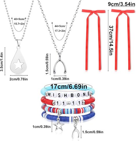 YELLOWPEACH Wishbone Star Neckalce Bracelets Set Tour Merch Bow Hair Clip for Fans Gift in Saudi Arabia