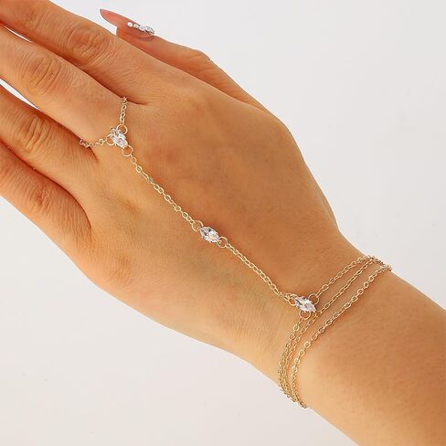 ILGANT 5PCS Gold Hand Chain Bracelets Set 14K Gold Plated Dainty Adjustable Ring Bracelet Hand Chain Trendy Bracelet Stack Jewelry in Saudi Arabia