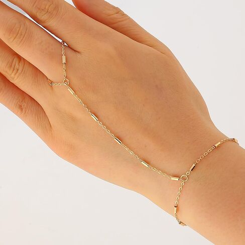 ILGANT 5PCS Gold Hand Chain Bracelets Set 14K Gold Plated Dainty Adjustable Ring Bracelet Hand Chain Trendy Bracelet Stack Jewelry in Saudi Arabia