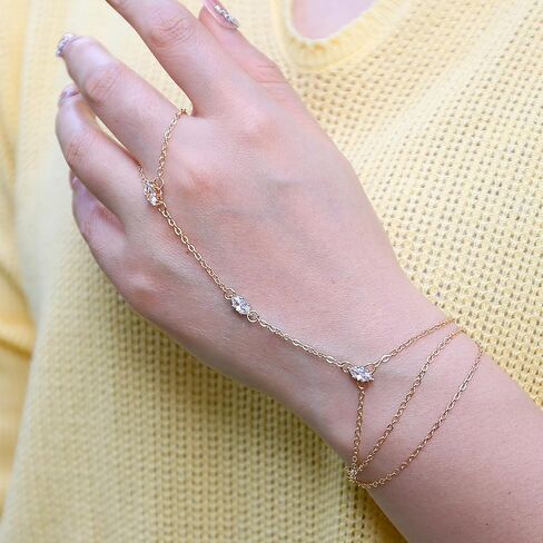 ILGANT 5PCS Gold Hand Chain Bracelets Set 14K Gold Plated Dainty Adjustable Ring Bracelet Hand Chain Trendy Bracelet Stack Jewelry in Saudi Arabia