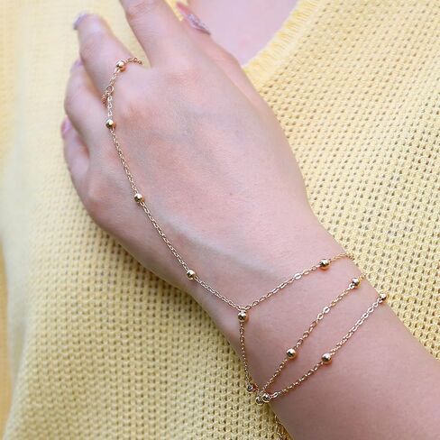 ILGANT 5PCS Gold Hand Chain Bracelets Set 14K Gold Plated Dainty Adjustable Ring Bracelet Hand Chain Trendy Bracelet Stack Jewelry in Saudi Arabia