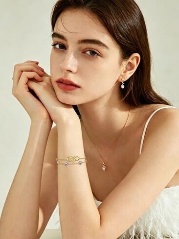 Midari 18K Gold Infinity Birthstone Bracelet/Anklet 18K Gold Plated Infinity Bracele/Anklet with 12 Months Heart Birthstone Birthday Jewelry Gifts for Women in Saudi Arabia