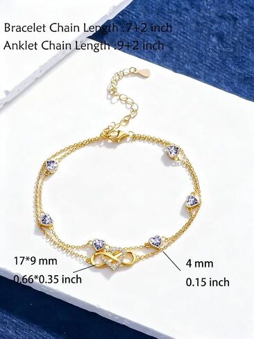 Midari 18K Gold Infinity Birthstone Bracelet/Anklet 18K Gold Plated Infinity Bracele/Anklet with 12 Months Heart Birthstone Birthday Jewelry Gifts for Women in Saudi Arabia