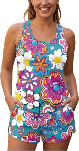 Women's Tankini Bathing Suits Two Piece Swim Tank Top and Shorts Sets Plus Size Padded Swimsuits Swimwear S-6XL in Saudi Arabia