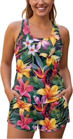 Women's Tankini Bathing Suits Two Piece Swim Tank Top and Shorts Sets Plus Size Padded Swimsuits Swimwear S-6XL in Saudi Arabia