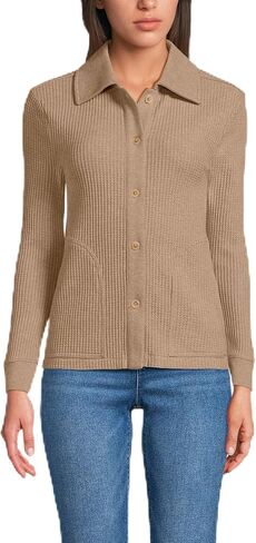Lands' End Women's Waffle Relaxed Long Sleeve Shirt Jacket in Kuwait