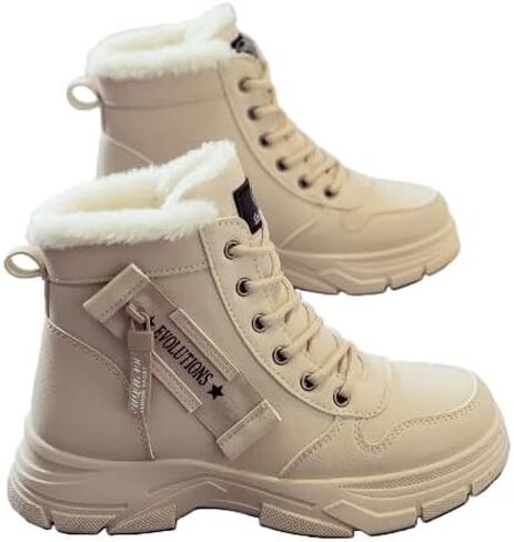 Womens Snow Boots Warm Winter Boots Ladies Fur Lined Ankle Boots Lace Up Outdoor Booties Anti-Slip Sneakers Waterproof Walking Shoes in Saudi Arabia