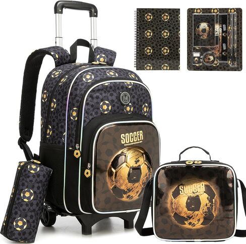 Kids Rolling Backpack for Boys 8-12 Soccer Backpack with Wheels for Boys Roller Backpacks for School Carry On Luggage with Wheels for Elementary Back to School Supplies Birthday Gift in Saudi Arabia