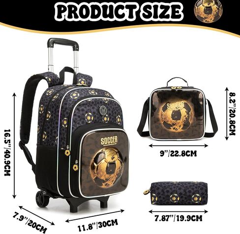 Kids Rolling Backpack for Boys 8-12 Soccer Backpack with Wheels for Boys Roller Backpacks for School Carry On Luggage with Wheels for Elementary Back to School Supplies Birthday Gift in Saudi Arabia