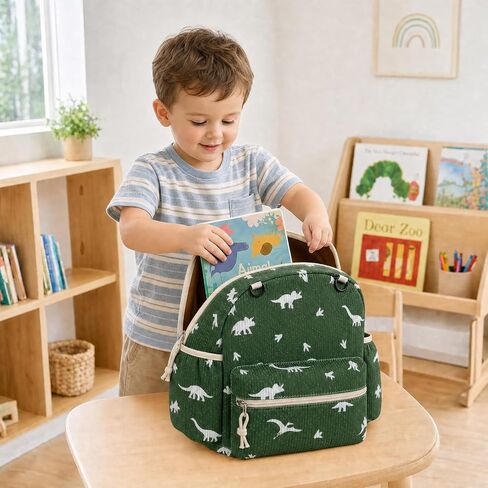 Corduroy Toddler Backpack for Boys & Girl, Cute Kids Backpacks/Small Bookbag 2-4 Preschool Kindergarten Backpack - Dinosaur in Saudi Arabia