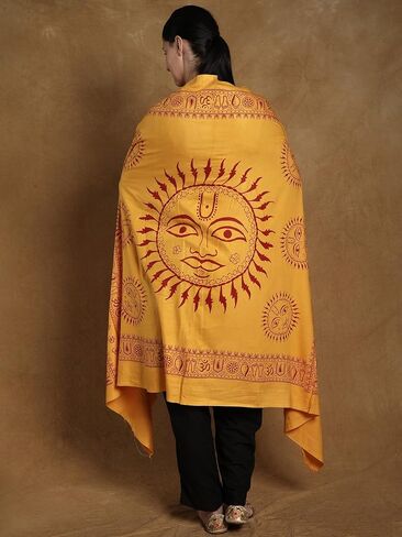 Exotic India Printed Surya (Sun God) Prayer Shawl in Kuwait