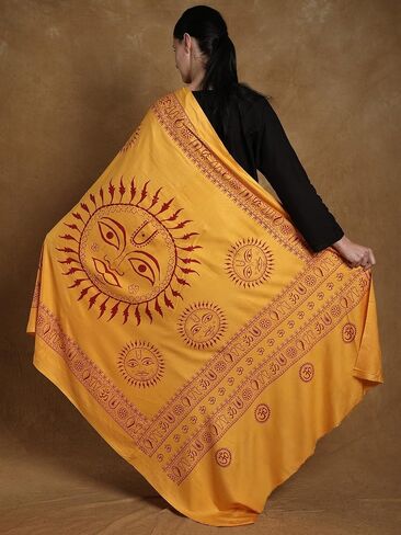 Exotic India Printed Surya (Sun God) Prayer Shawl in Kuwait