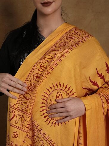Exotic India Printed Surya (Sun God) Prayer Shawl in Kuwait