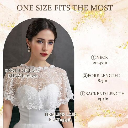 NICENEEDED Women Lace Wedding Shawls Wrap, Bridal Embroidered Shrug Cape, White Cape Shoulder Covers Up Evening Prom Party Dress in Kuwait