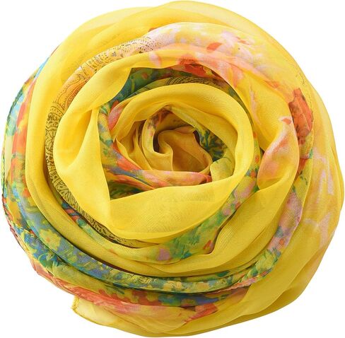 OurLore Womens Swimwear Chiffon Cover up Printed Floral Beach Sarong Swimsuit Lightweight Bikini Wrap Sheer Mesh Shawl Scarf in Saudi Arabia