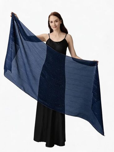 OurLore Chiffon Shawls Wraps for Women Sheer Glitter Scarf Sparkly Rhinestones Shoulder Sarong Cover Up Hijab for Wedding in Saudi Arabia