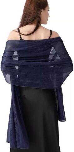OurLore Chiffon Shawls Wraps for Women Sheer Glitter Scarf Sparkly Rhinestones Shoulder Sarong Cover Up Hijab for Wedding in Saudi Arabia