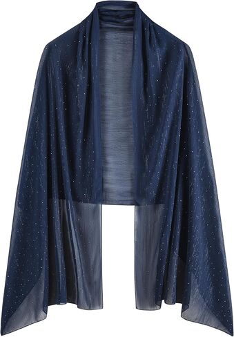 OurLore Chiffon Shawls Wraps for Women Sheer Glitter Scarf Sparkly Rhinestones Shoulder Sarong Cover Up Hijab for Wedding in Saudi Arabia