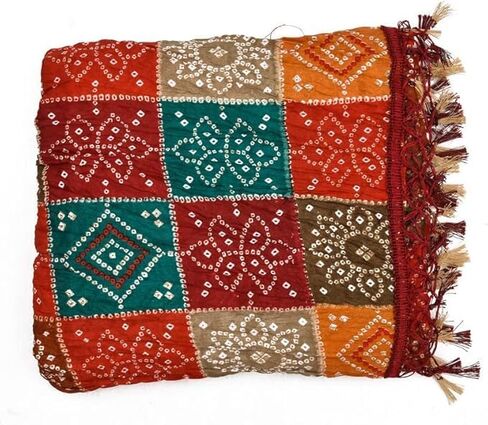 Indian Women’s Rajasthani Bandhej Dupatta – 2.25 Meter Chinon Silk Multicolor Bandhani Dupatta for Kurta, Lehenga, Gown & Indian Ethnic Wear | Festive & Party Wear in Saudi Arabia