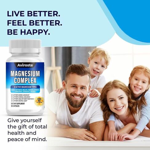 8 in 1 Magnesium Complex Supplement - 8 Elemental 1000mg - Magnesium Glycinate, Citrate, Malate, Taurate - High Absorption,for Muscle, Nerve & Sleep Support - 90 Capsules in Saudi Arabia