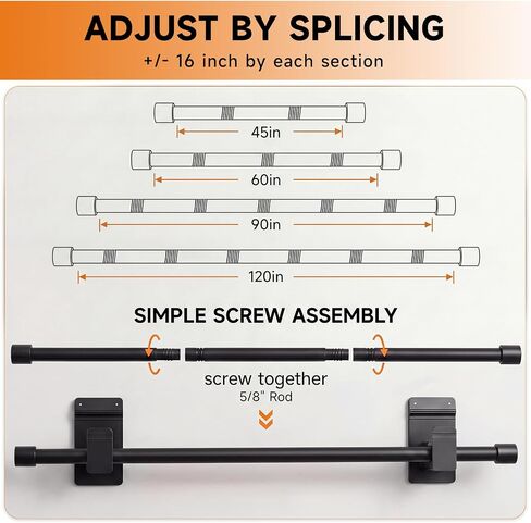No Drill Curtain Rods for Windows 30 to 45 Inches,【Upgrade Dual Support】 Adhesive & Invisible Nail 5/8 Inch Curtain Rod No Drilling, Renter Friendly for Apartments Dorms, Black in Saudi Arabia