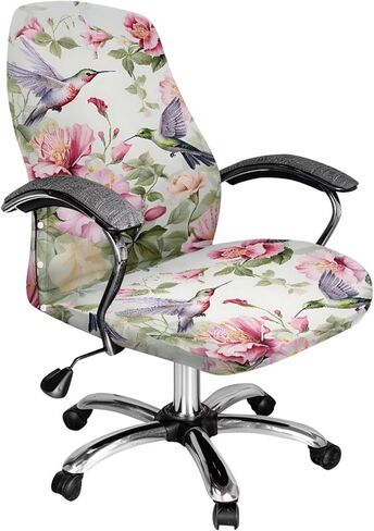 أغطية كراسي الفراشة الأرجوانية غطاء كرسي مكتب الكمبيوتر غطاء واقي من القماش المزخرف القابل للتمدد مقاس قياسي سهل التركيب واقيات مقسمة لوسادة المقعد، مقاس S in Kuwait