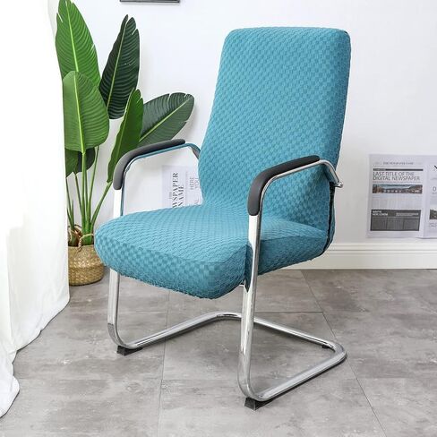 Stretchable Desk Chair Cover Spandex Jacquard Stripe Desk Computer Chair Slipcover Removable Anti-dust High Back Desk Chair Slipcover Machine Washable -Black-Medium in Saudi Arabia