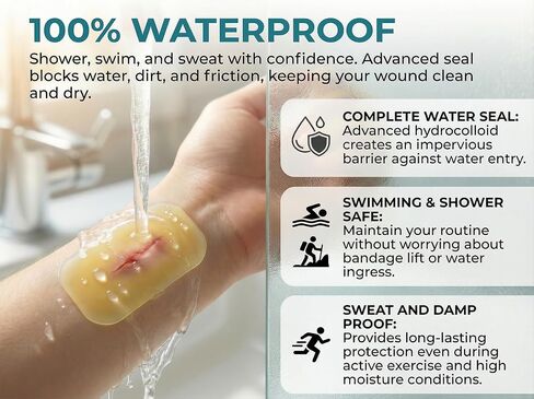 Careland Advanced Hydrocolloid Gel Bandages - Waterproof Blister Bandages 1.14×2.32in, 40 Pack for Blister Prevention & Pain-Free Healing in Kuwait