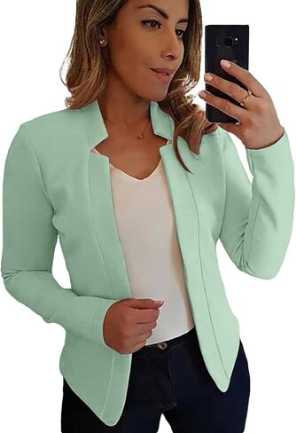 Women's Casual Blazer Open Front Long Sleeve Jacket Casual Fitted Lapel Work Office Cardigan Blazers in Saudi Arabia